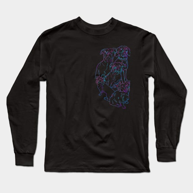 Dog Pile: Electric Blues Clues Long Sleeve T-Shirt by ambersolbergart